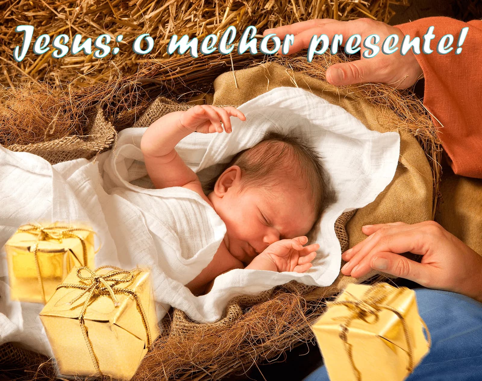 Presépio ou cena natalícia representando o nascimento de Jesus Cristo num ambiente familiar e de paz.