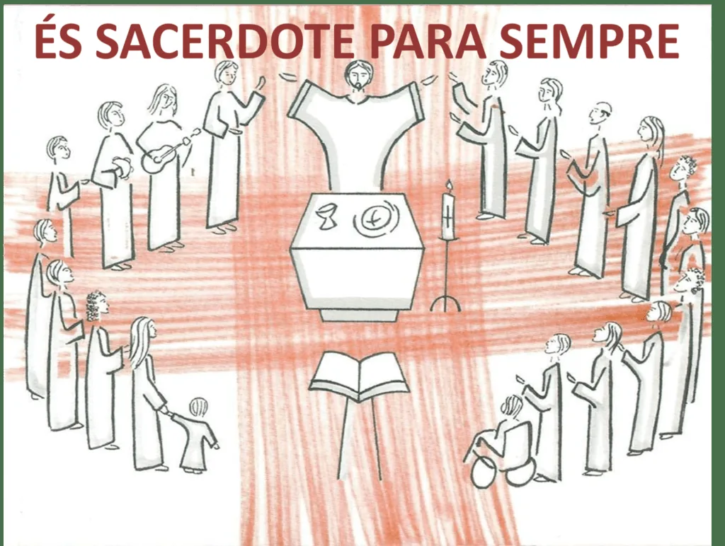 Padre a celebrar a Eucaristia num momento de oração e dedicação vocacional.